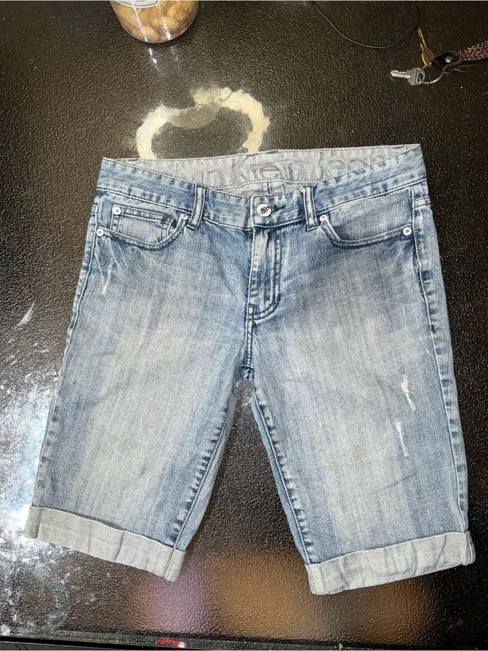 Calvin Klein Jeans Light Blue Stonewash Bermuda Denim Shorts 6 | Vintage